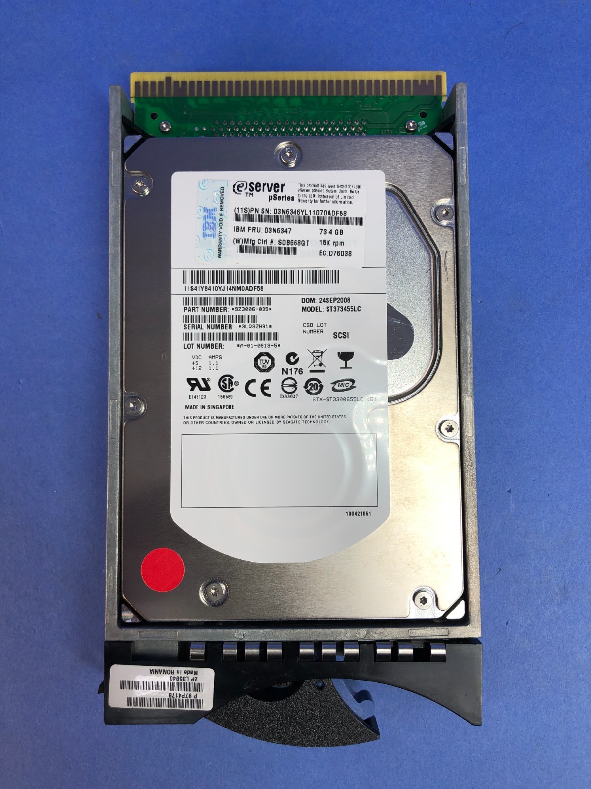 IBM 03N6347 ST373455LC 15K 73.4GB Internal 15K RPM 3.5" SCSI 80 pin hard drives