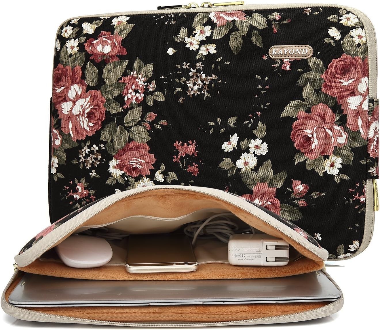 Water-Resistant Canvas 15.6 Inch Laptop Sleeve for 15.6 Inch Laptop - Black C Ro