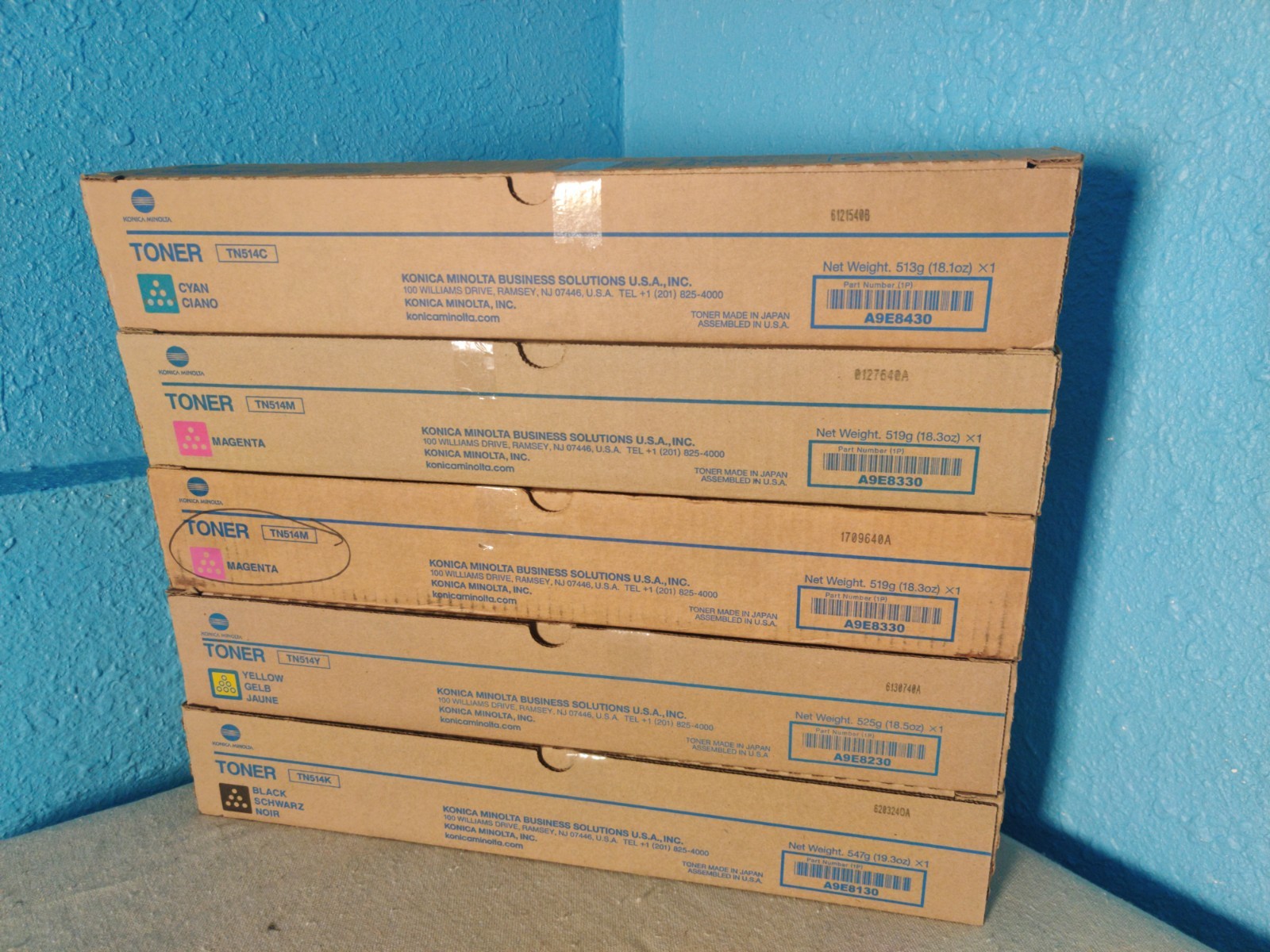 Genuine OEM Konica Minolta TN514 Full CMMYK Toner Set For Bizhub C658 C558 C458