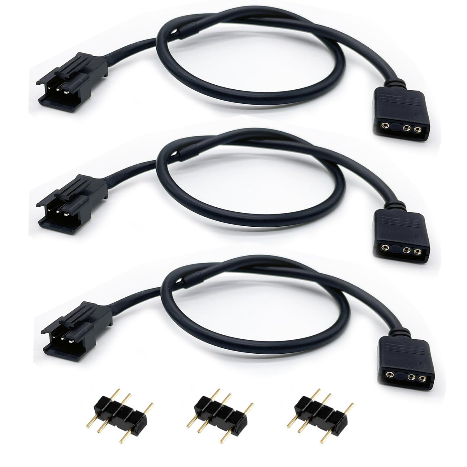 ARGB Extension Cable (3-Pack), 5V 3-Pin to JST SM 3Pin Male ARGB Adapter, 11.8 I