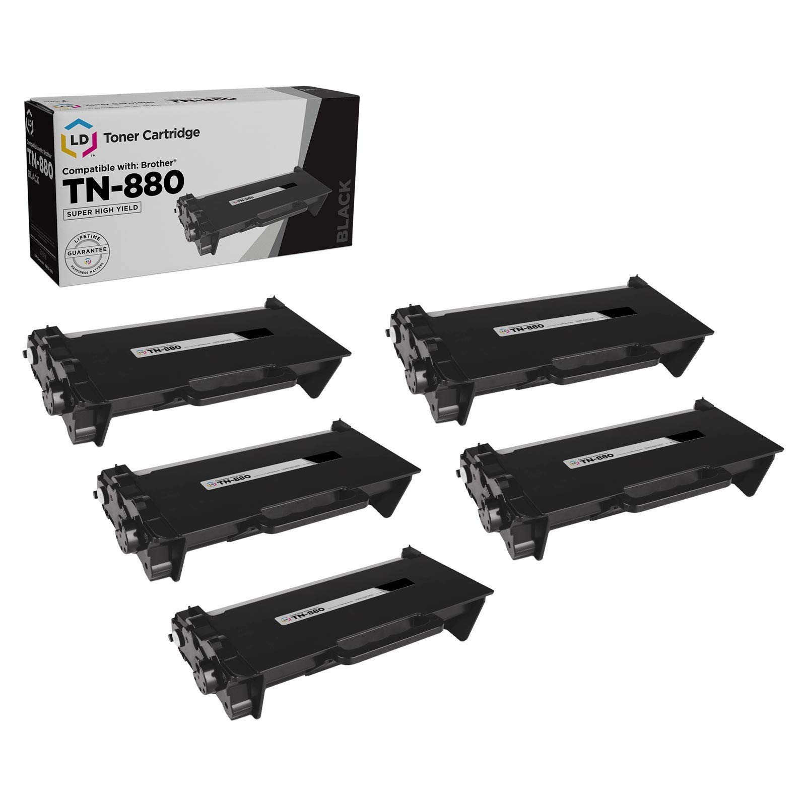 LD Compatible TN880 Black Toner Super HY Set of 5 for Brother DCP-L6600 HL-L6200