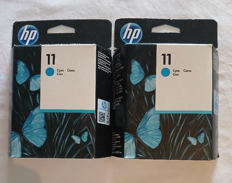 Lot of 2 HP 11 Cyan Ink CARTRIDGES C4836A Genuine New Sealed Boxes OEM 2013 2014