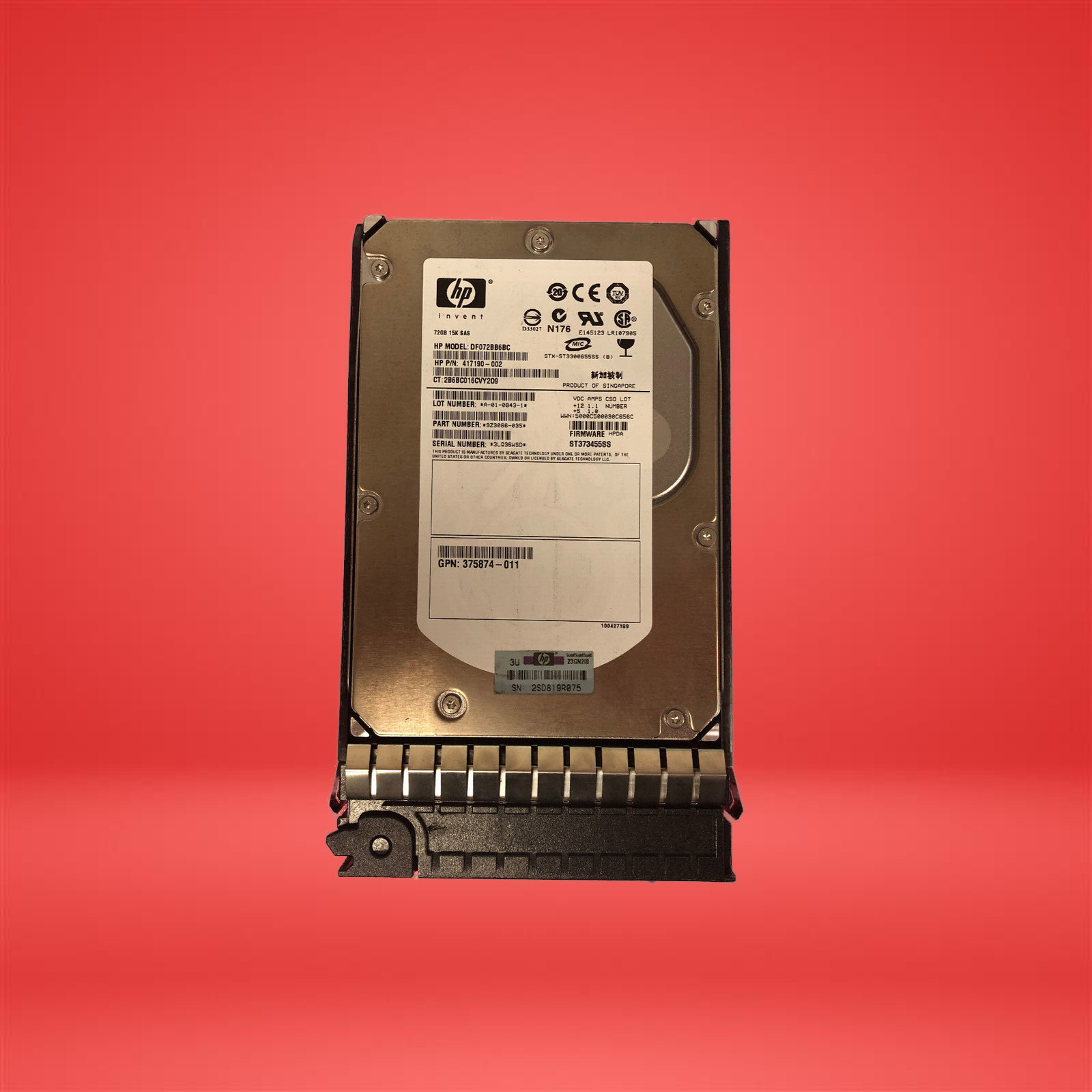 HP 417190-002 72GB 15K SAS 3.5" Dual Port HDD 3Gb/s Tray for DL360 DL380
