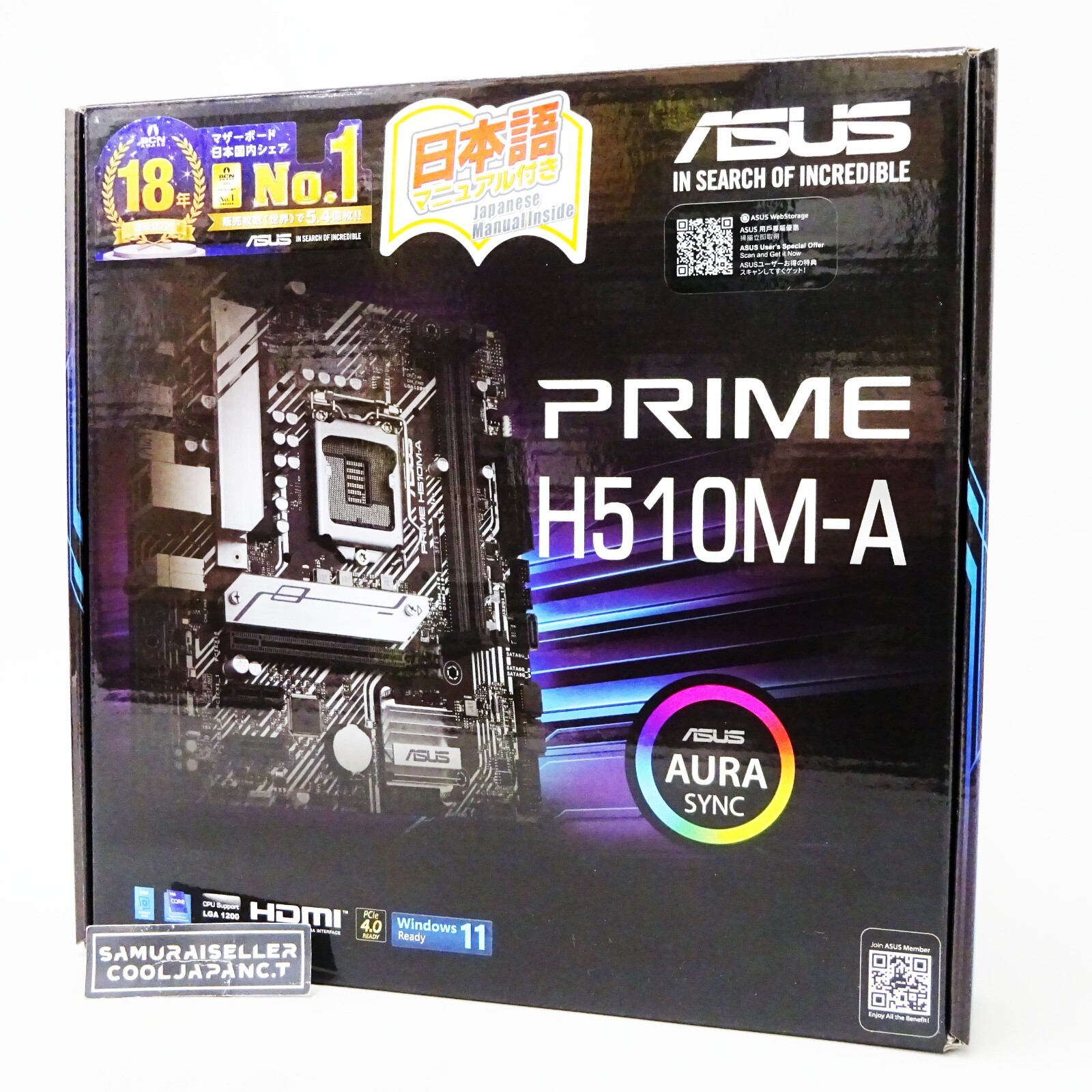 ASUS PRIME H510M-A Intel H510 DDR4 LGA 1200 Micro ATX Motherboard Japan NEW