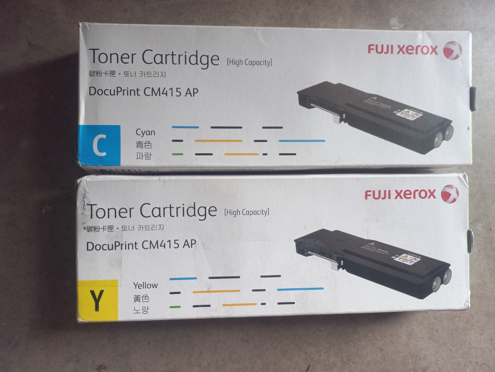 GENUINE XEROX HIGH CAPACITY CYAN CT202353 + YELLOW CT202355 TWO TONERS CM415 AP