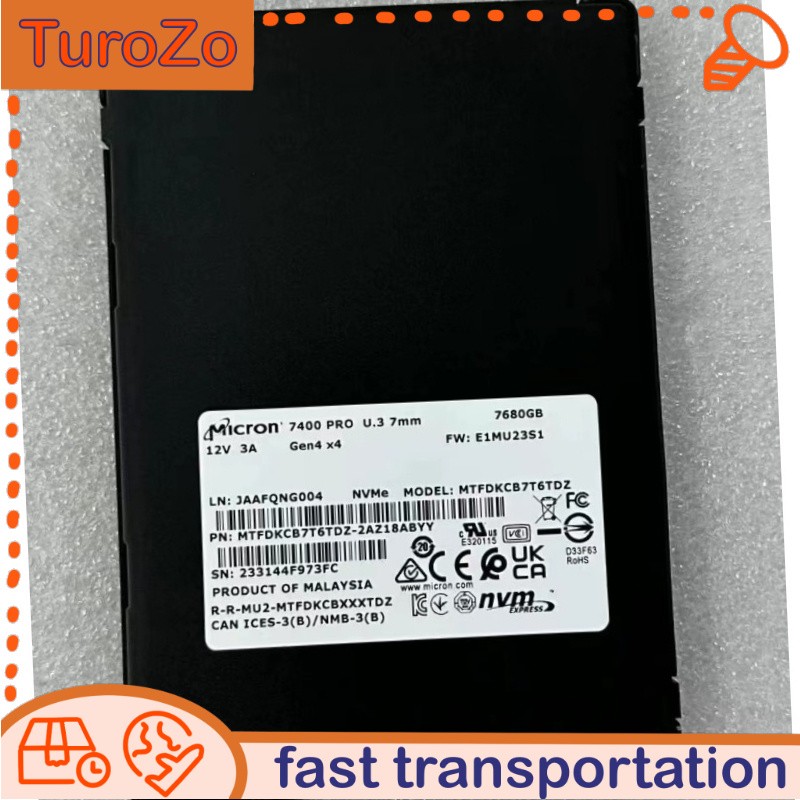 MTFDKCB7T6TDZ 7.68TB SSD MICRON 7400 pro U.3 7mm 7680GB Gen x4 FW:E1MU23S1 New