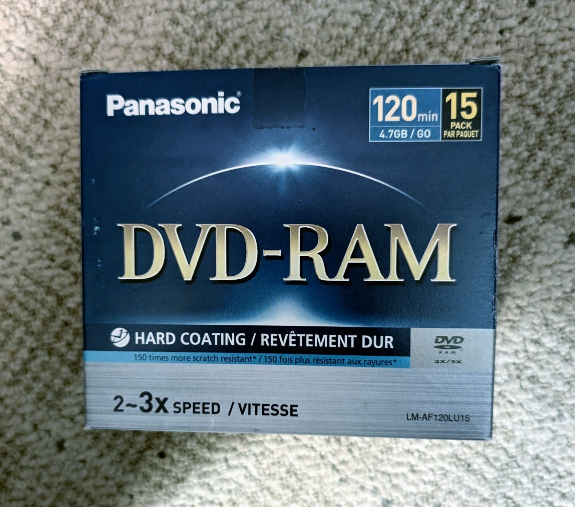Panasonic DVD-RAM 4.7GB, 120 Min. 2~3X Speed Discs - 15 Pack, Sealed, NIB