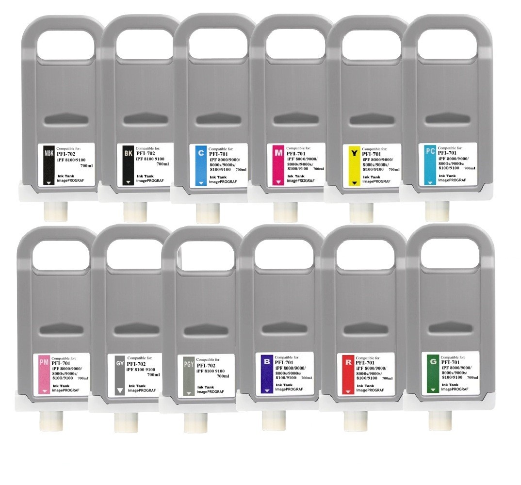 Any 5 colors of PFI-701 & PFI-702  Cartridge for Canon IPF 8100 9100