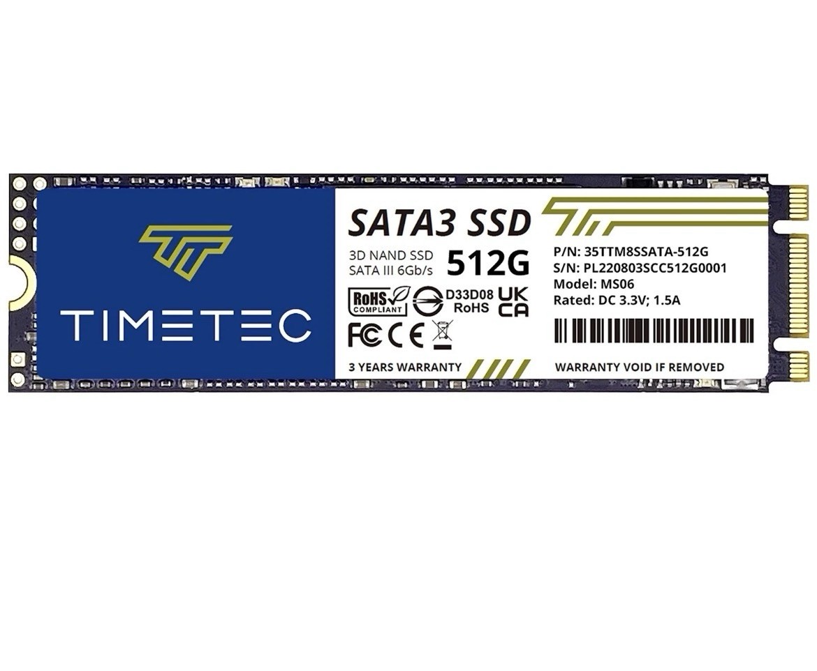 Timetec 512GB SSD 3D NAND SATA III 6Gb/s M.2 2280 NGFF 256TBW Read Speed Up t...