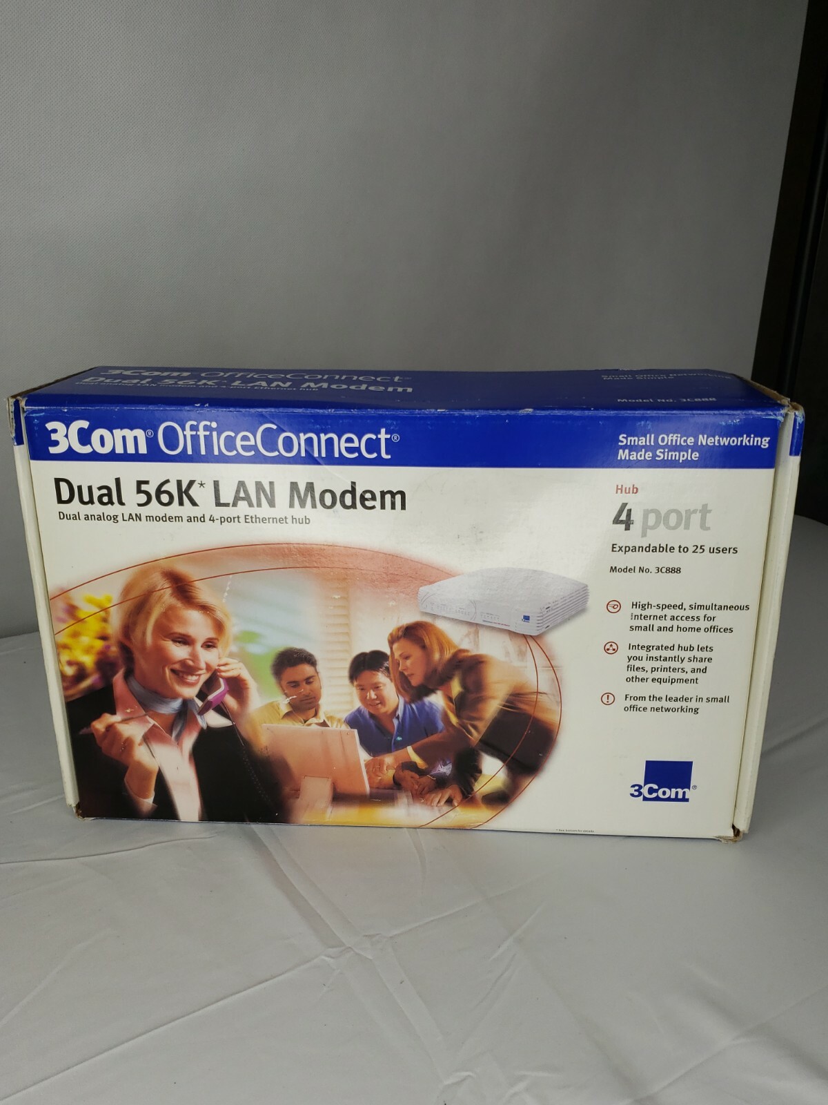 3Com OfficeConnect 56k LAN Modem 3C888 Hub 4 port expandable to 25 users G2U
