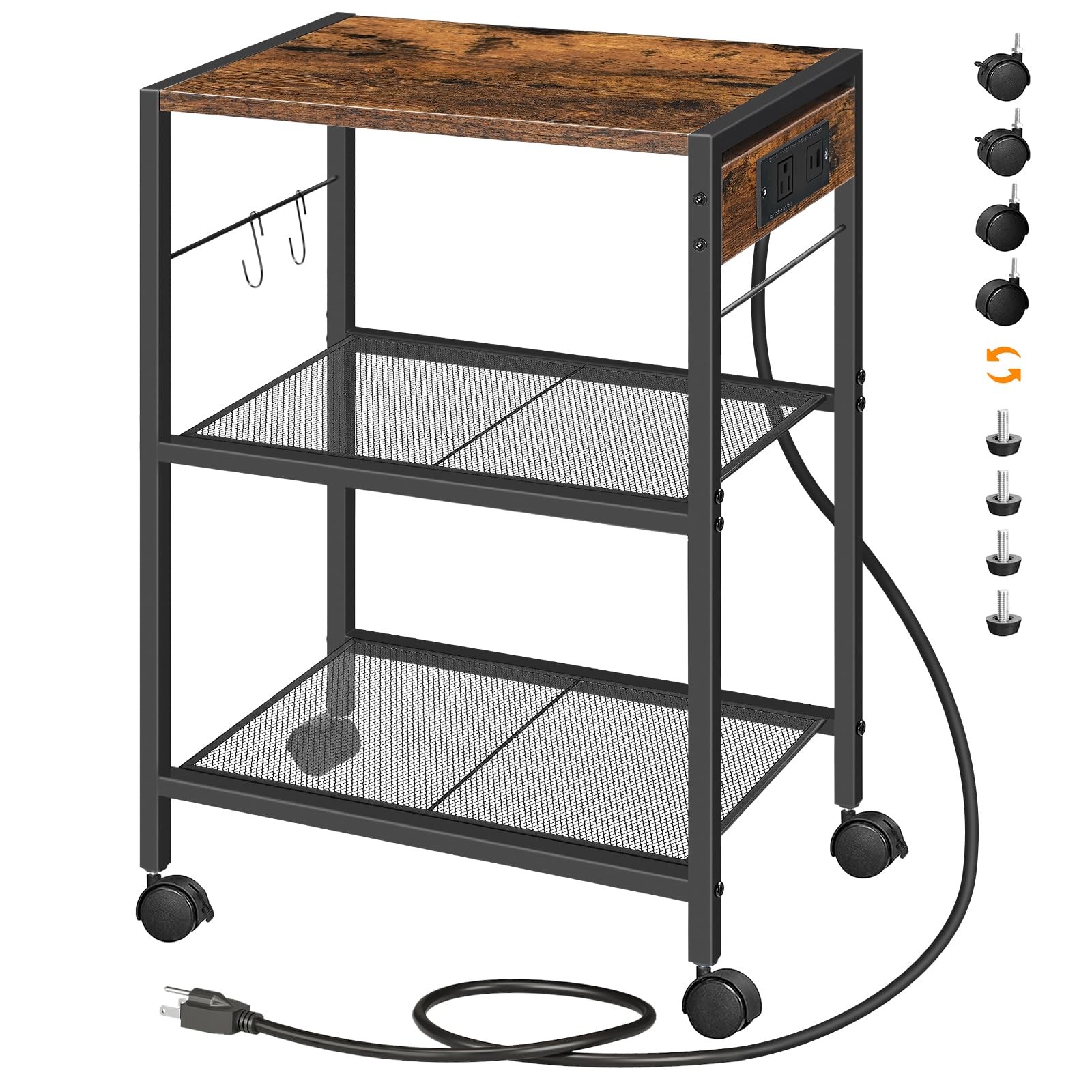 HOOBRO Industrial Printer Stand, 3-Tier Mobile Printer Table, Rolling Cart with