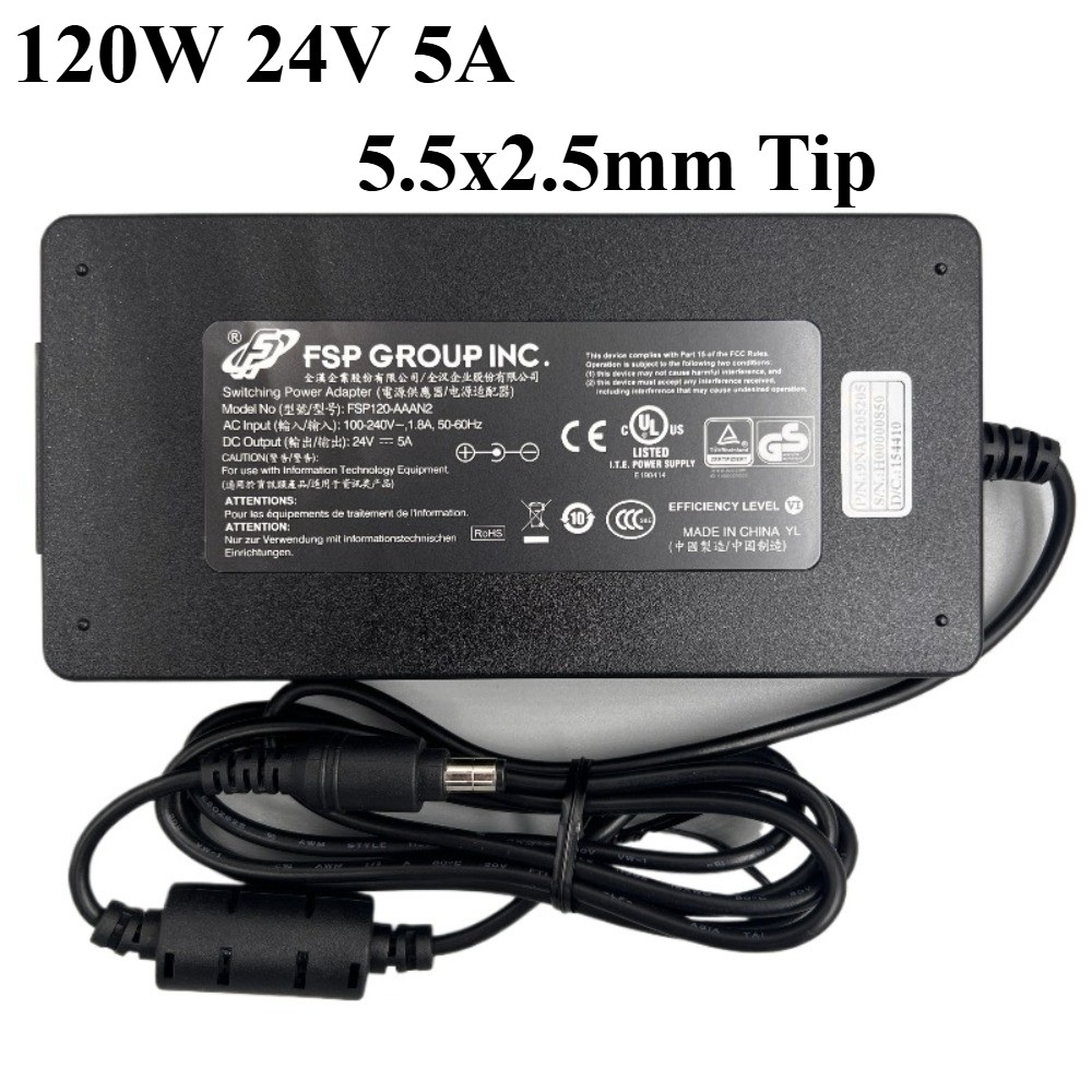 Original FSP 120W 24V 5A Charger FSP120-AAAN2 5.5x2.5mm Tip AC Power Adapter