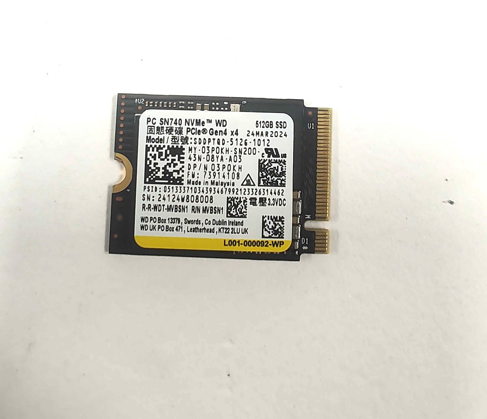 Dell 3P0KH (Western Digital SDDPTQD-512G-1012) Solid State Drive