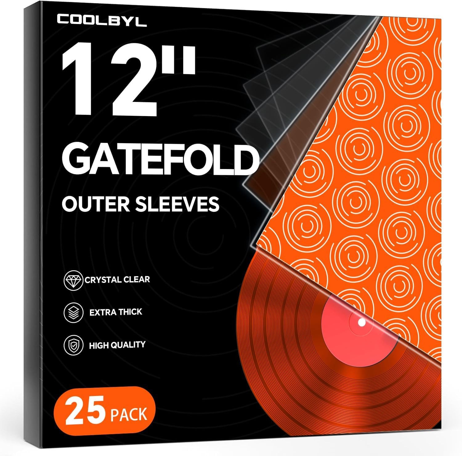 25ct Gatefold Vinyl Outer Sleeves - 12 Inch Record Standard, Transparency 