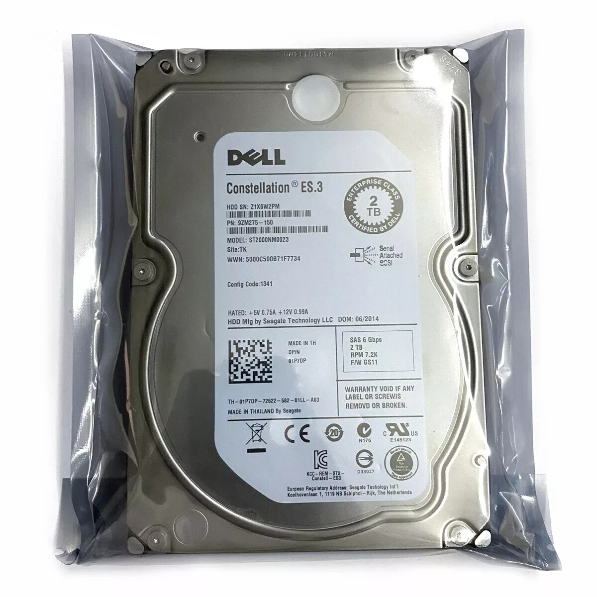 New DELL 1P7DP 01P7DP ST2000NM0023 2TB 7.2K 6Gbs 3.5 SAS HDD Hard Drive