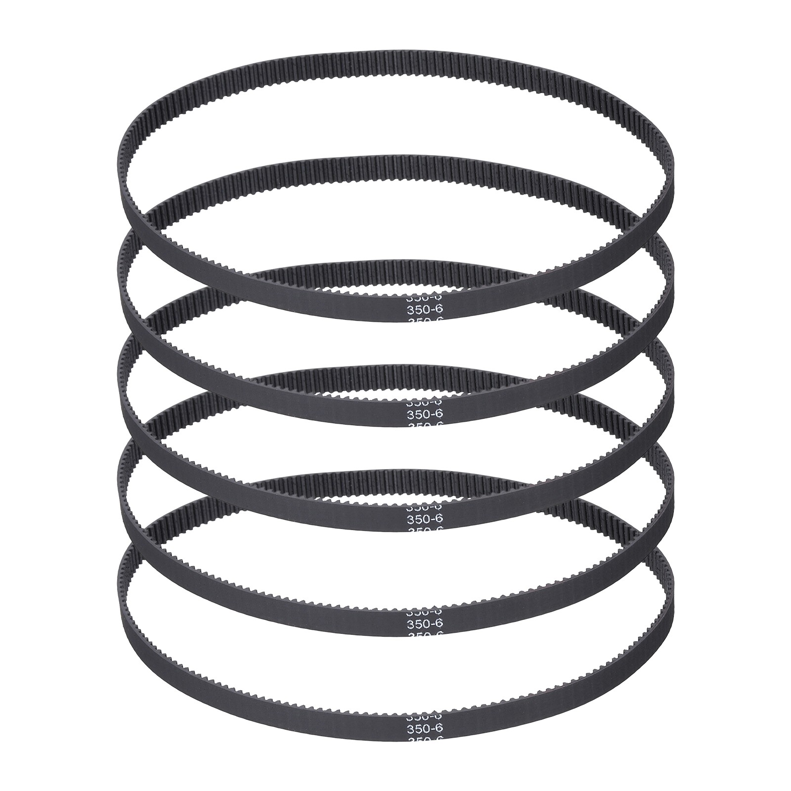 350mm GT-2 Timing Belt, 5pcs 6mm Width 2mm Pitch 3D Printing Closed Loop, Black