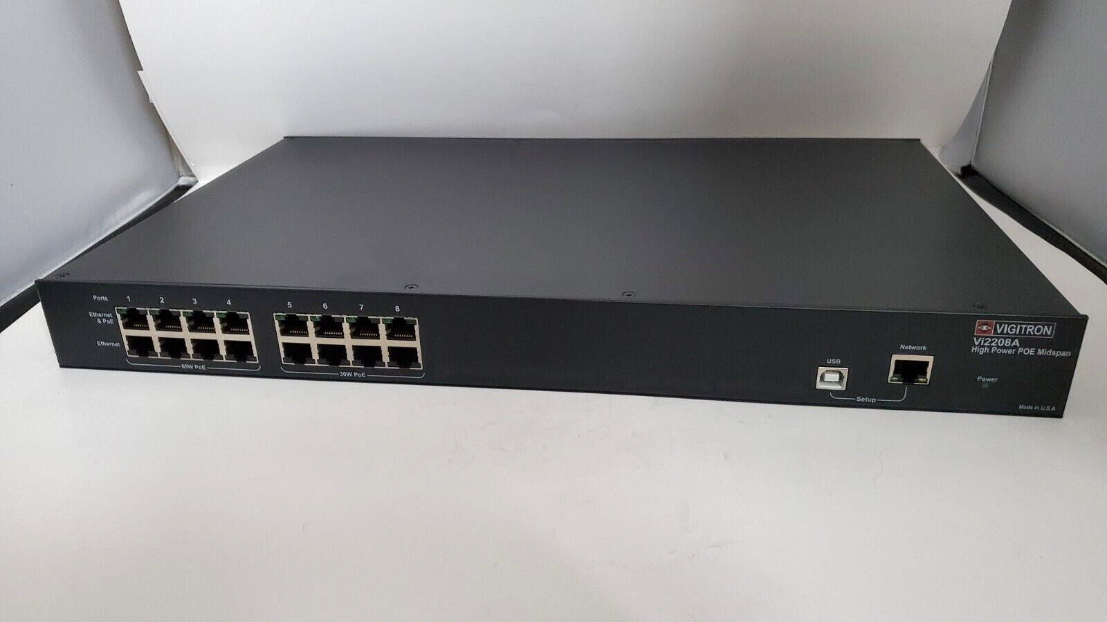Vigitron - MaxiiPower - Managed 8-port High-Power UPoE+ Midspan - Vi2208A