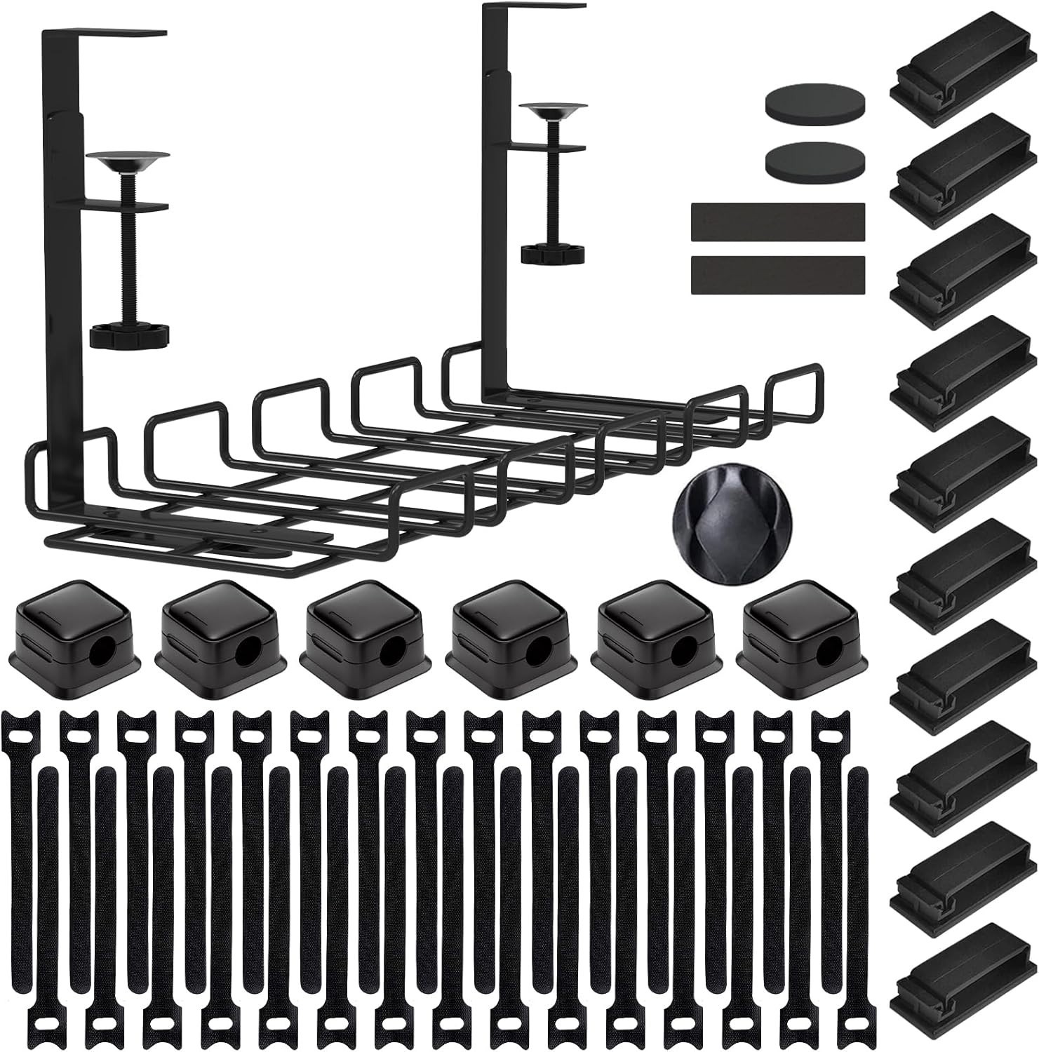 No Drill Under Desk Cable Management Tray Steel Cord Organizer Kit 52 Pack Black