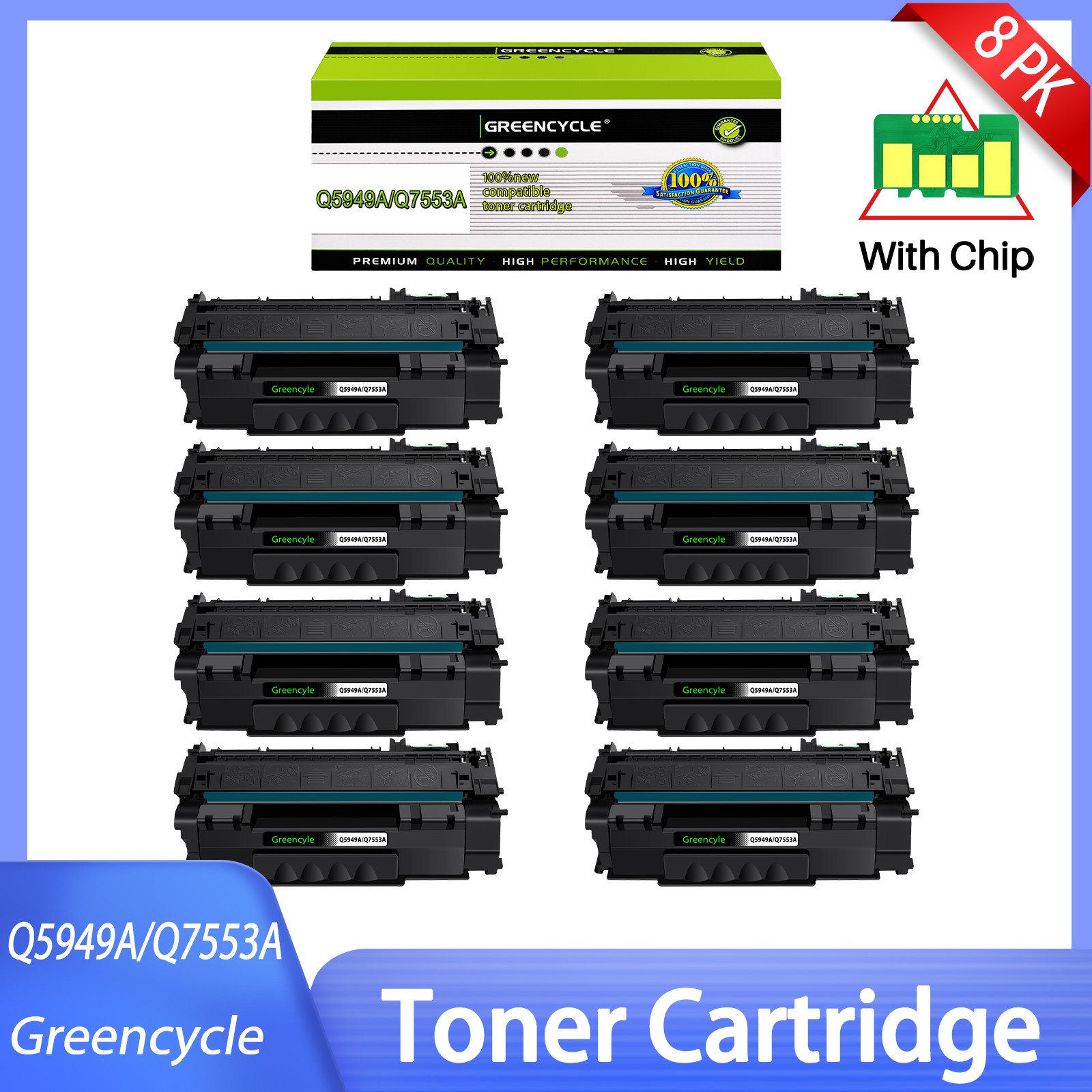 8 Pack Q5949A 49A Toner Compatible for HP LaserJet 1320nw 3390 3392 1160 1160le