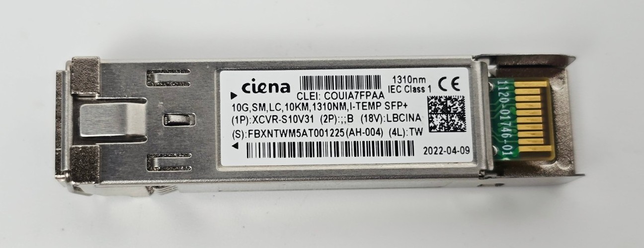 Ciena XCVR-S10V31 B 10GBASE-LR SFP+ 1310nm 10km SMF LC Transceiver Tested