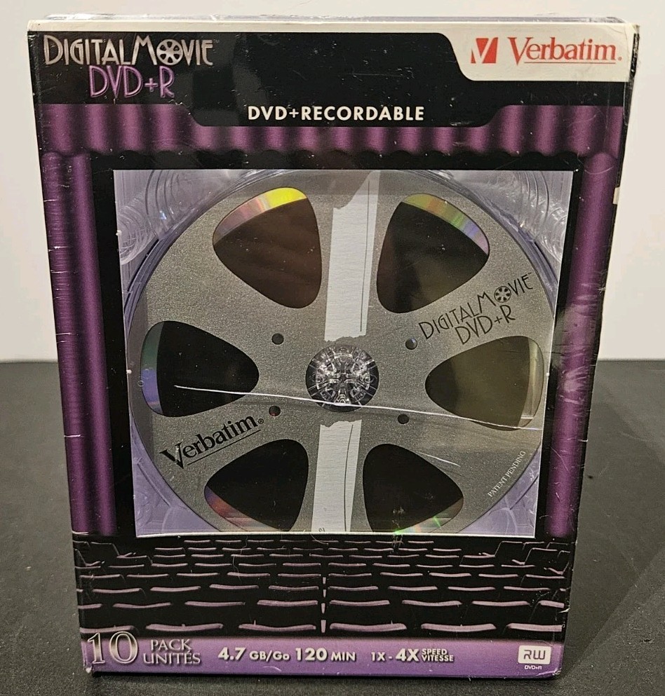 Verbatim Digital Movie DVD Blank Discs 10 pack sealed  NEW 4.7GB.recordable 120