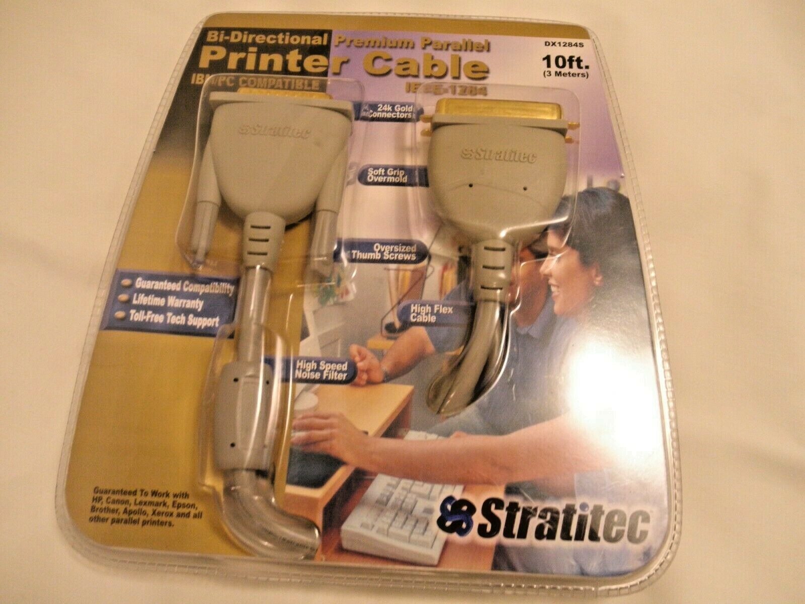 Stratitec Printer Cable, Premium Parallel, Bi-Directional 10FT (3 met) IEEE-1284