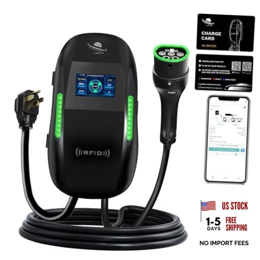 Level 2 EV Charger, 240V 40A Electric Vehicle Charging Station with 9.6kW Black
