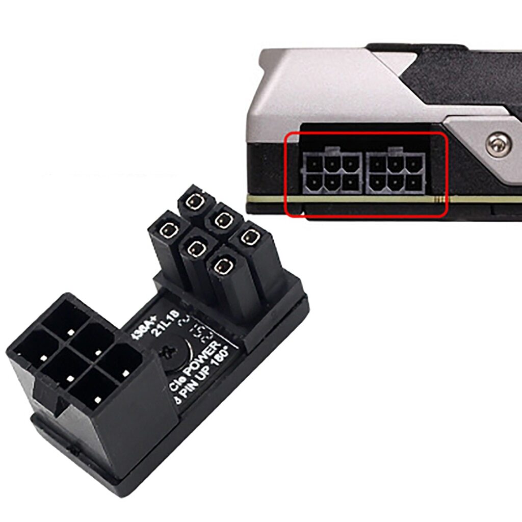 New GPU PCIE 6 pin 8 Pin Female to Male 180° Angle Connector Power Adapter Board