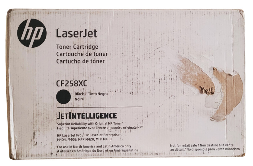 HP LaserJet CF258XC Black Toner Cartridge New Sealed With Open Rough Box