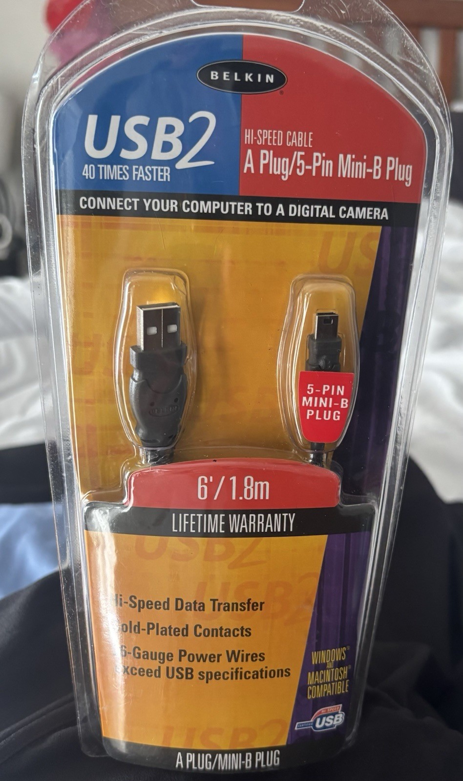 Belkin USB 2 Hi-Speed Cable 6'  A to B Plug F3U133-06