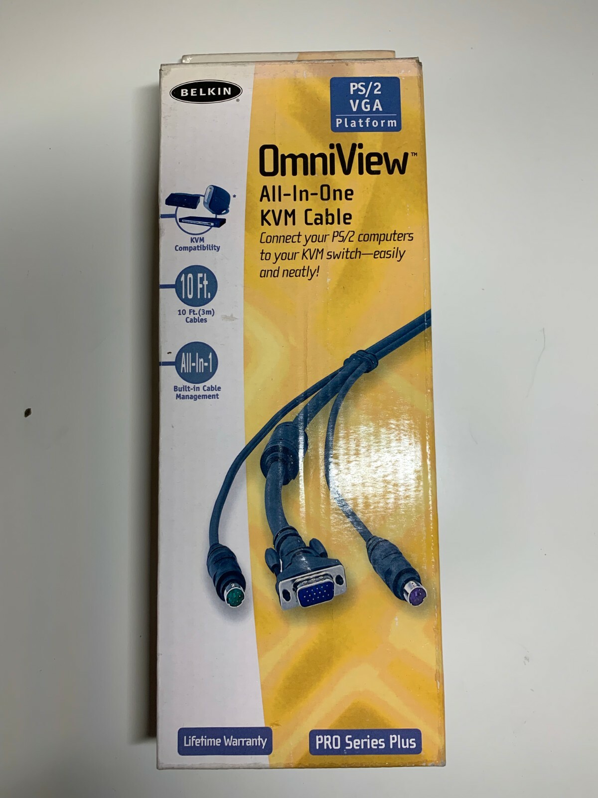 BELKIN OmniView ALL-IN-ONE KVM Cable 10Ft. PS/2 computers PRO SERIES 