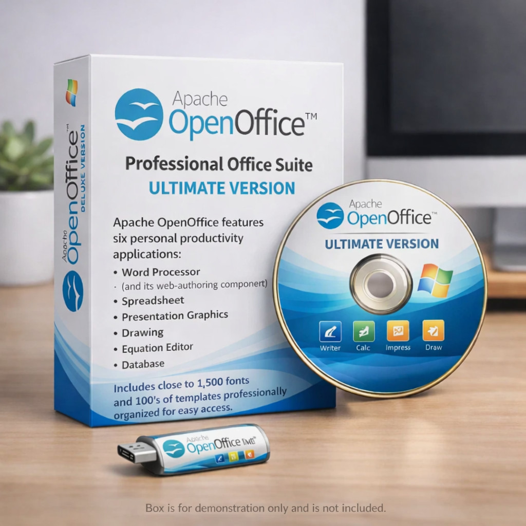 Apache OpenOffice Ultimate Version USB + DVD | Office Suite for Windows