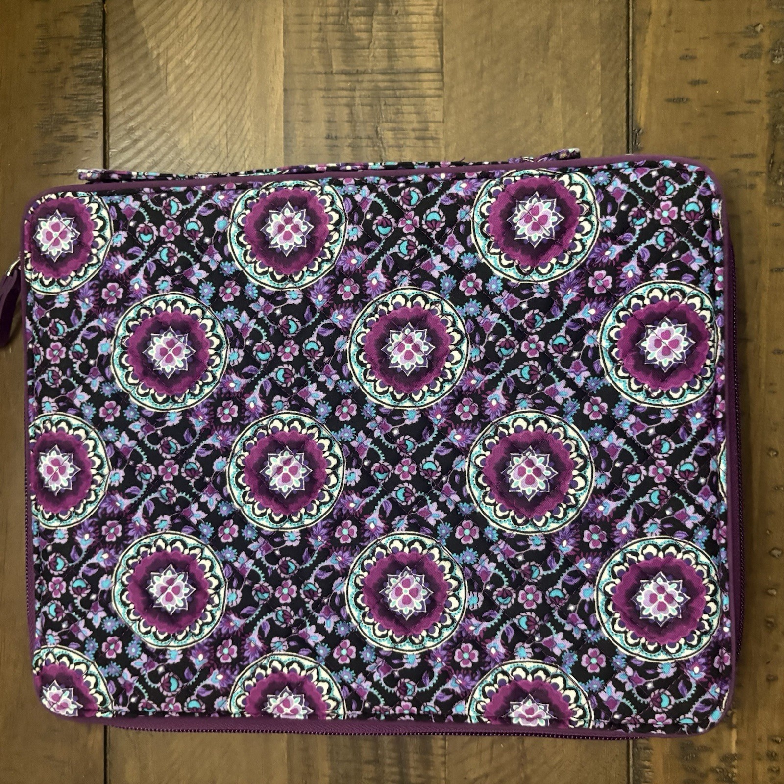 VERA BRADLEY Purple Black Paisley Floral Flat Bag, tablet Case Cover