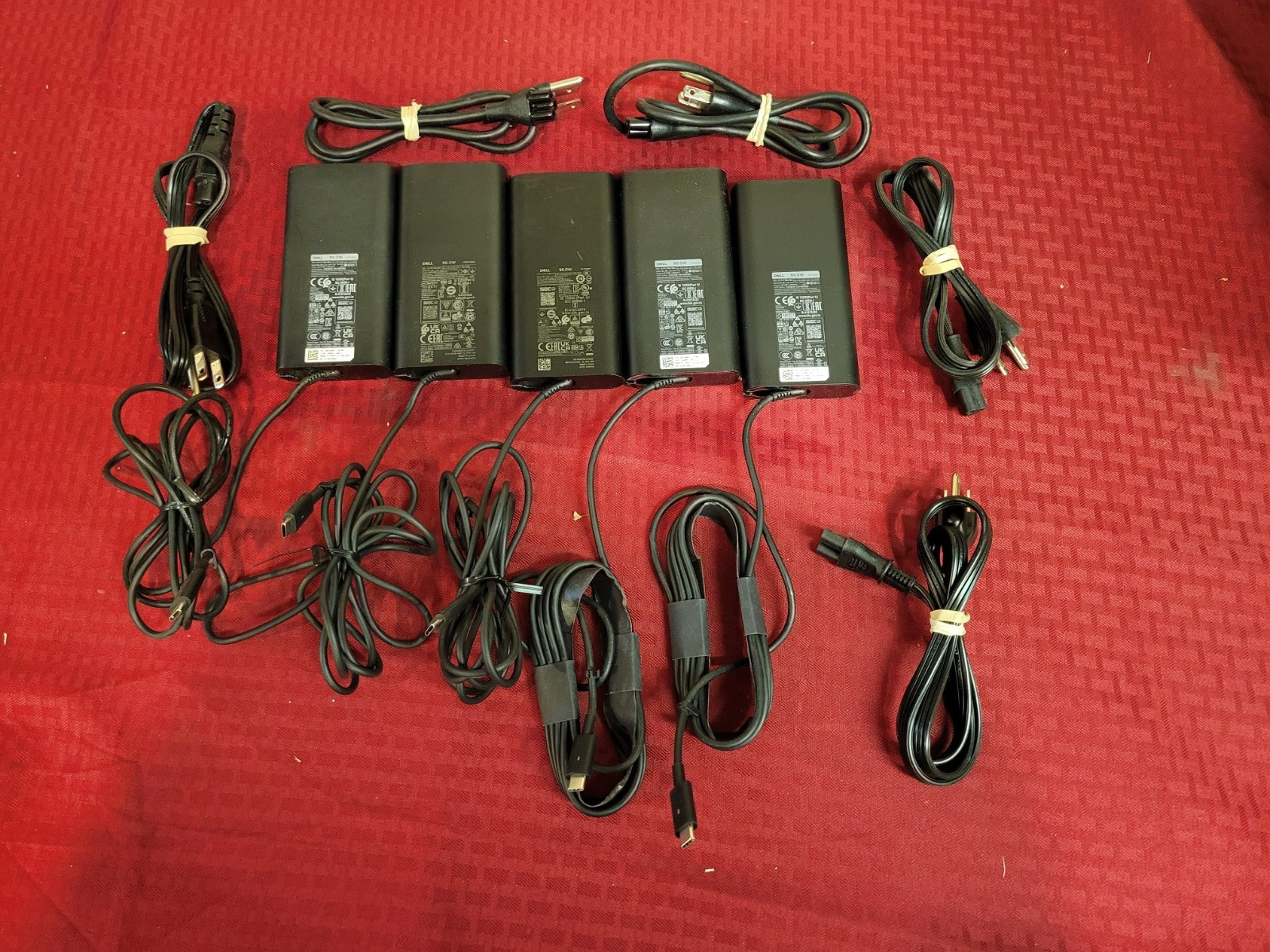 LOT OF 5  Genuine Dell 90W USB-C Type C AC Adapter Charger WITH POWER CABLE