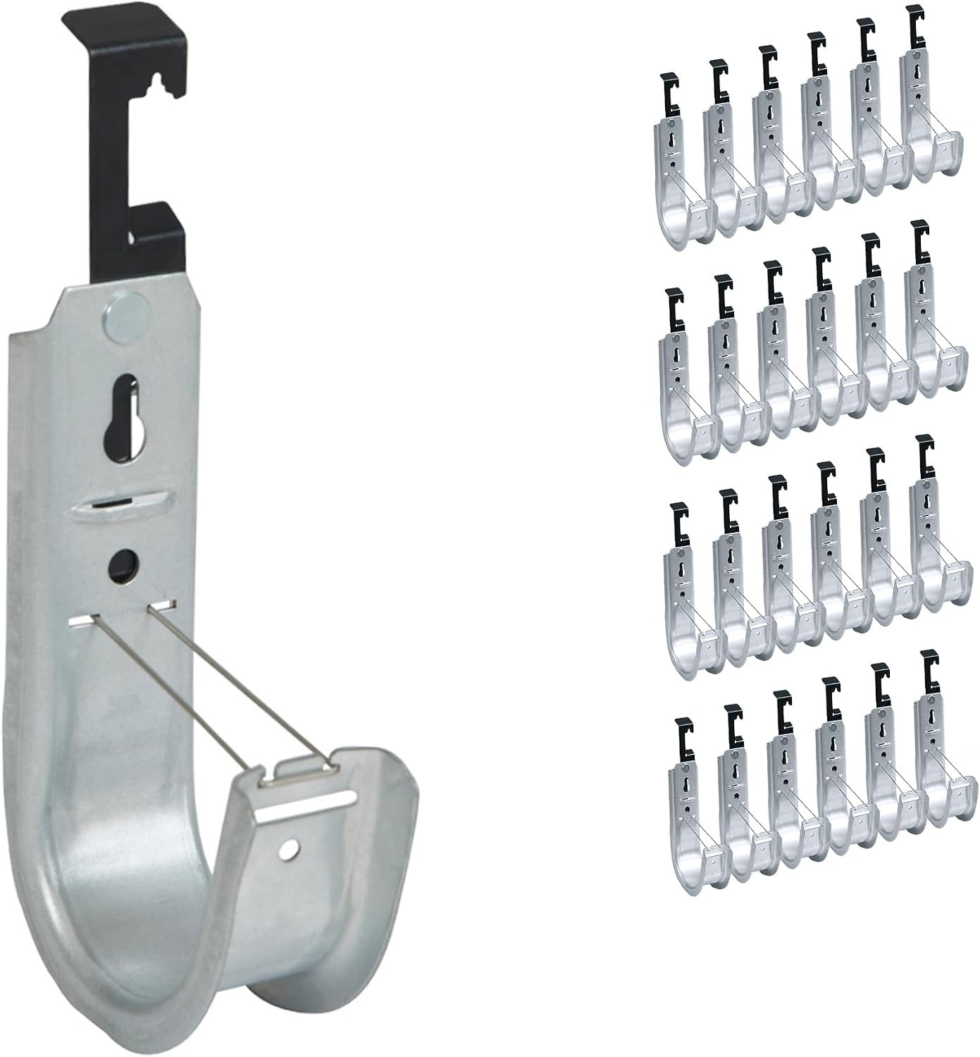 J-Hook Cable Support, Batwing Mount, 2 Inch, Retainer Clip, 25-Pack