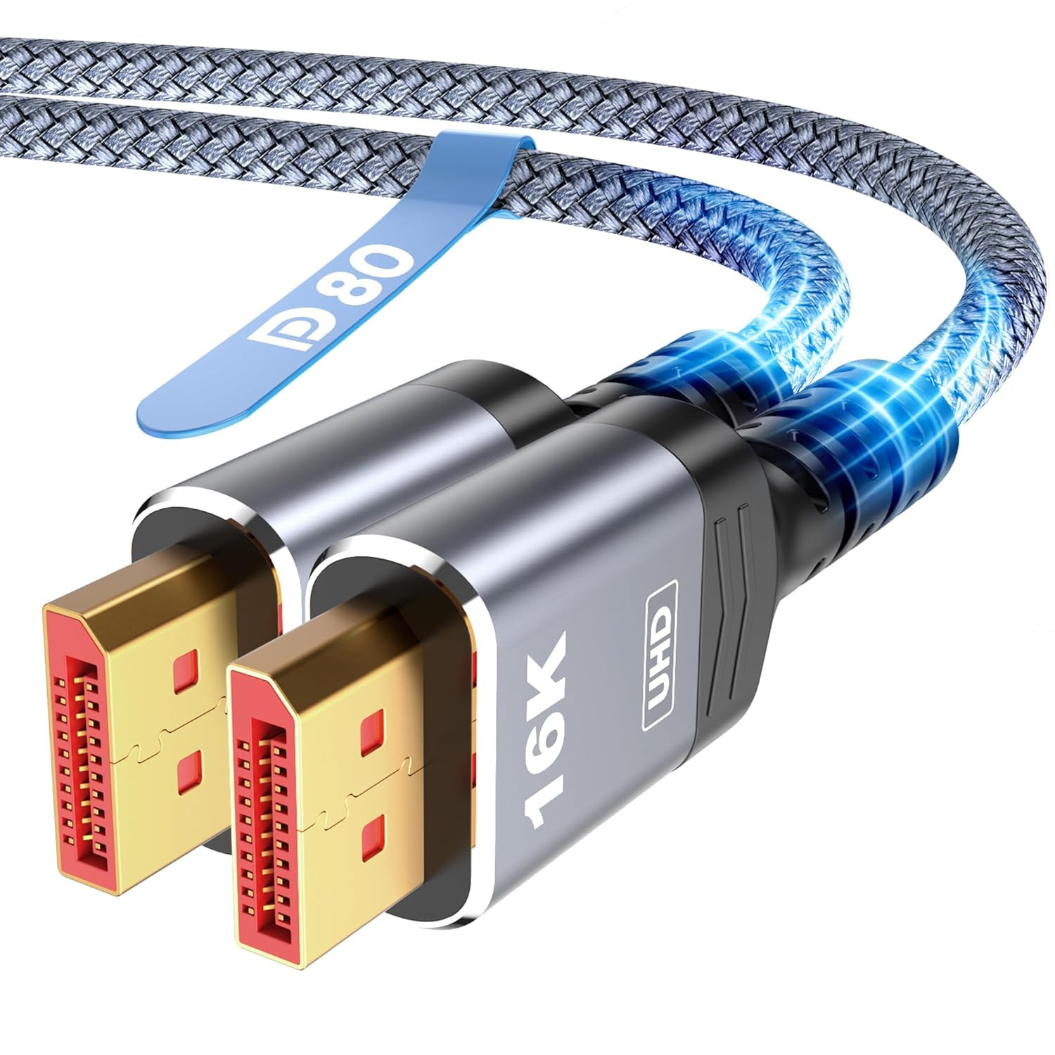 80Gbps Displayport Cable 2.1 6.6FT, 16K@60Hz, 8K@120Hz, 4K@240Hz