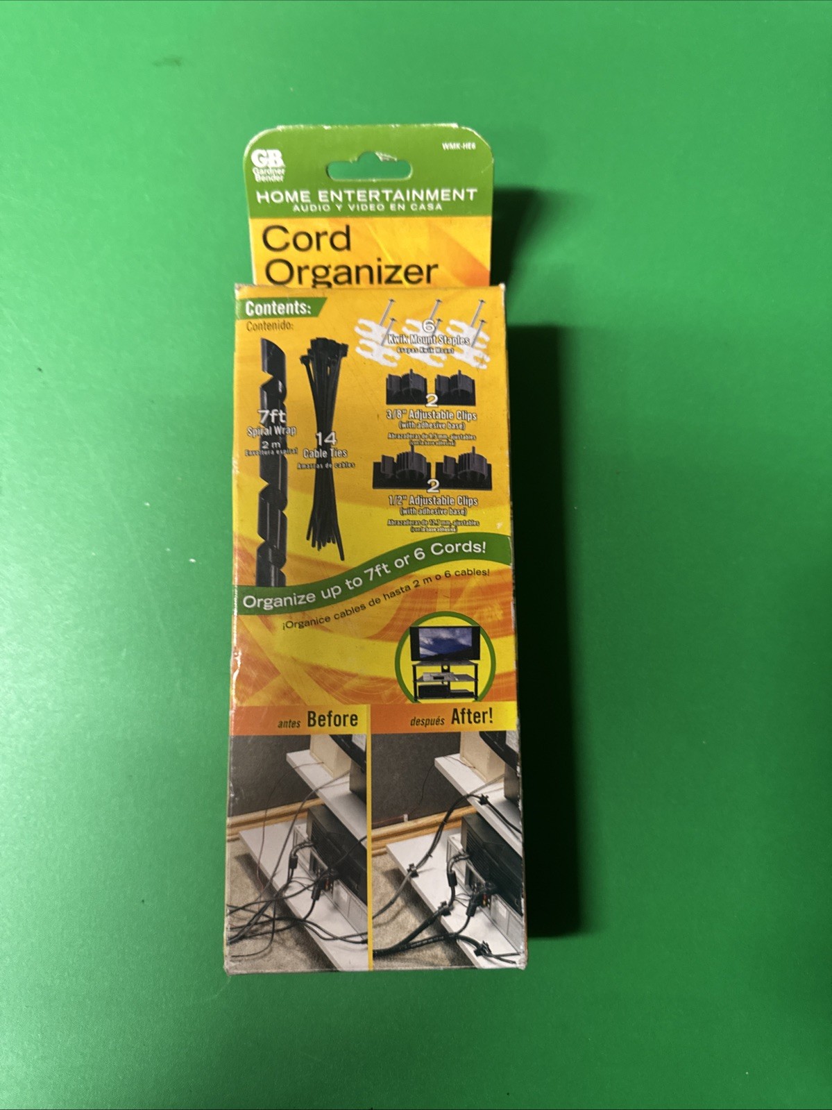 Cord Organizer Gardner Bender Wolfpack Jr up to 7 Feet/6 Cords Clips, Wrap, Ties