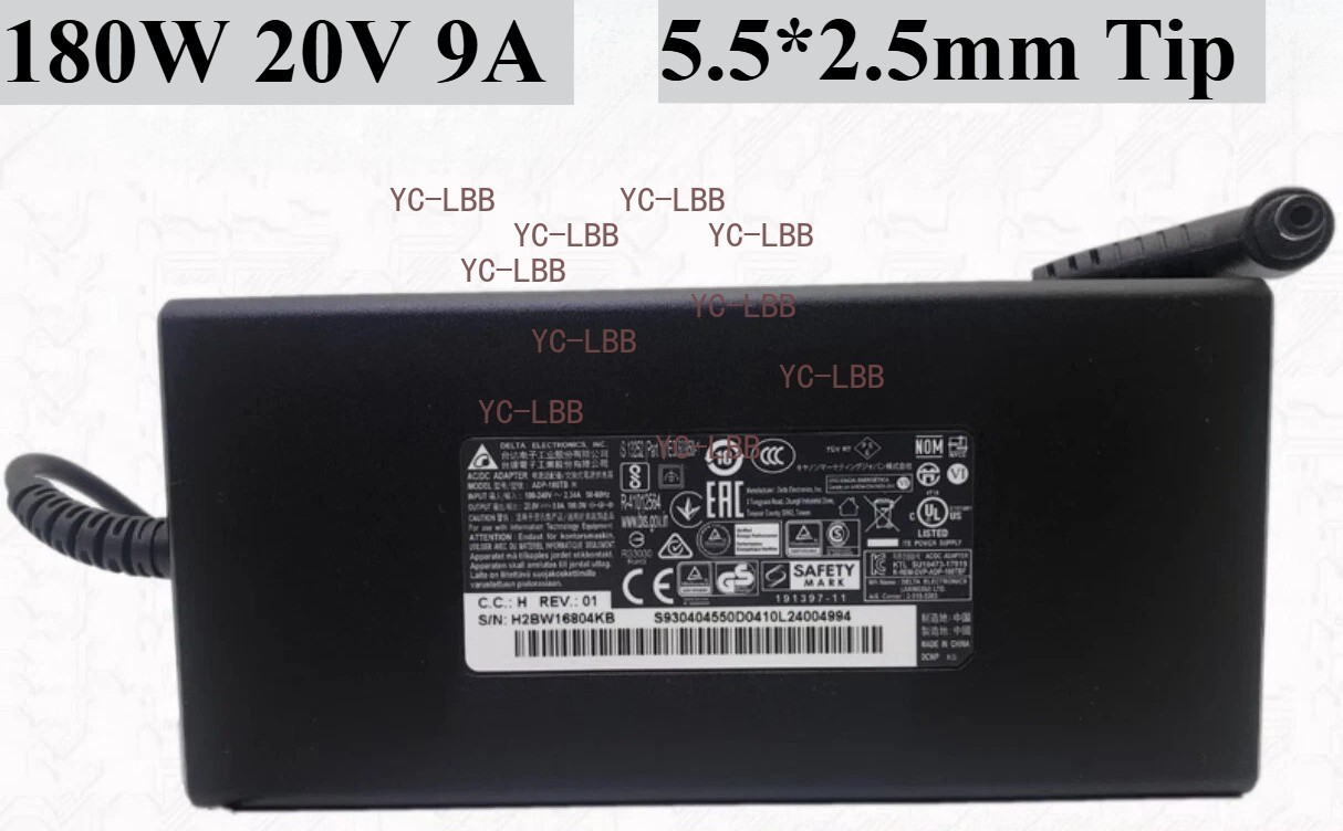 Genuine Delta 180W 20V 9A Adapter ADP-180TB H for MSI 5.5*2.5mm Laptop Charger