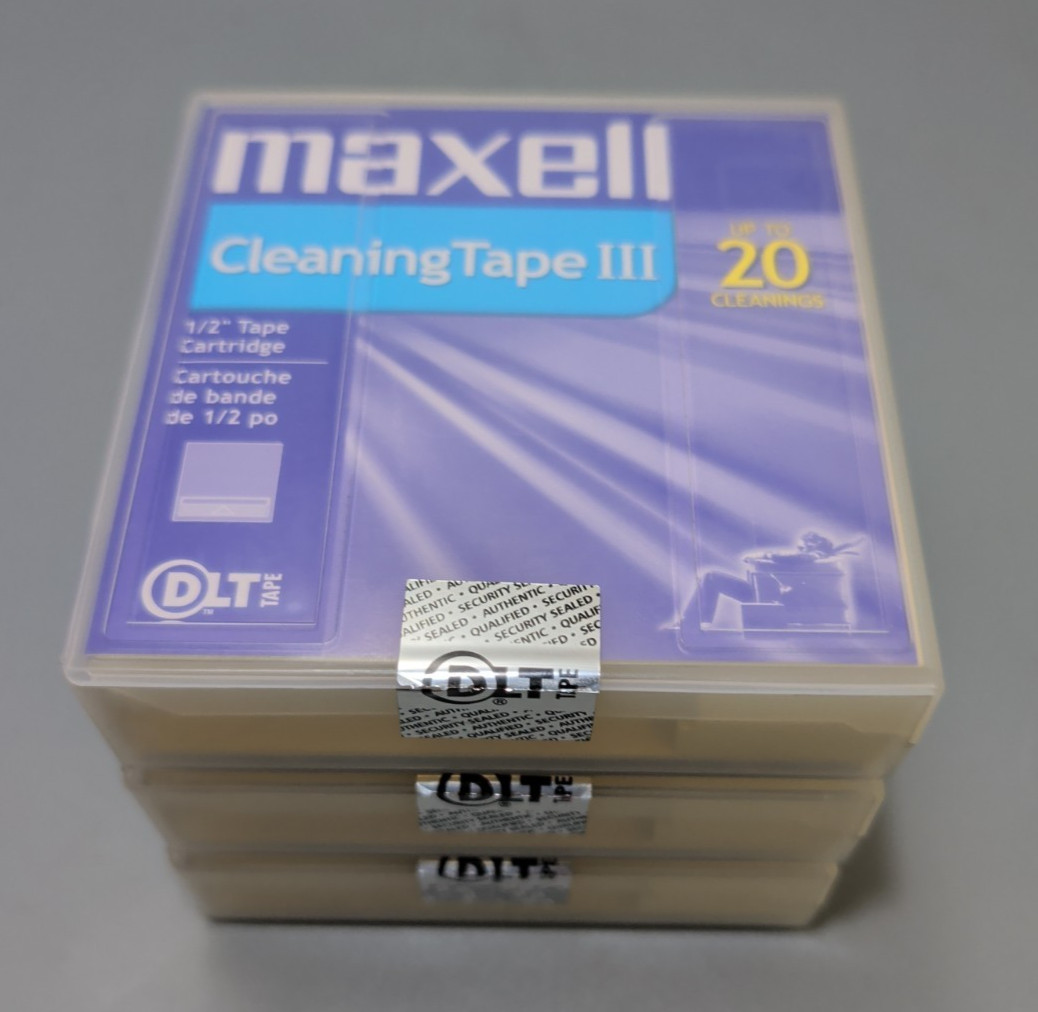 Maxell DLT Cleaning Tape III- 1/2'' cartridge Up to 20 Cleanings *LOTS OF 3**NEW