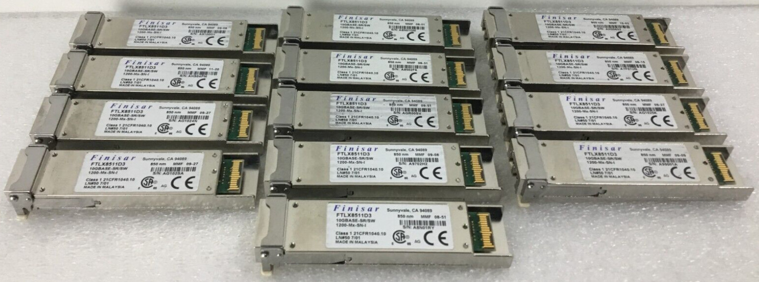 LOT OF 13 Finisar FTLX8511D3 10G XFP Short Range