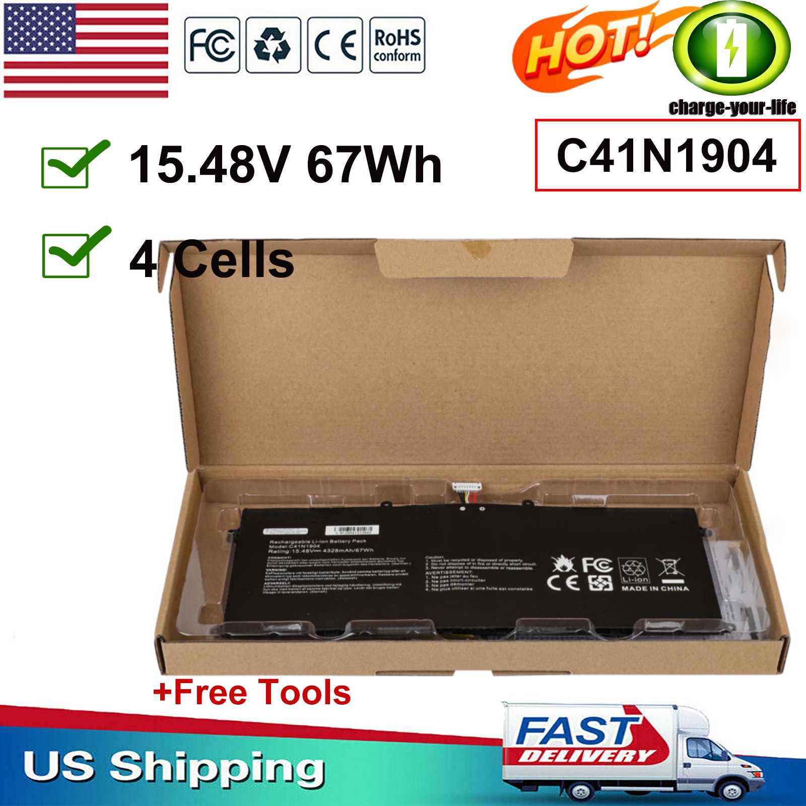 C41N1904 Battery For Asus ZenBook 14 UX425EA UX425JA UM425IA 13 UX325EA UX325JA
