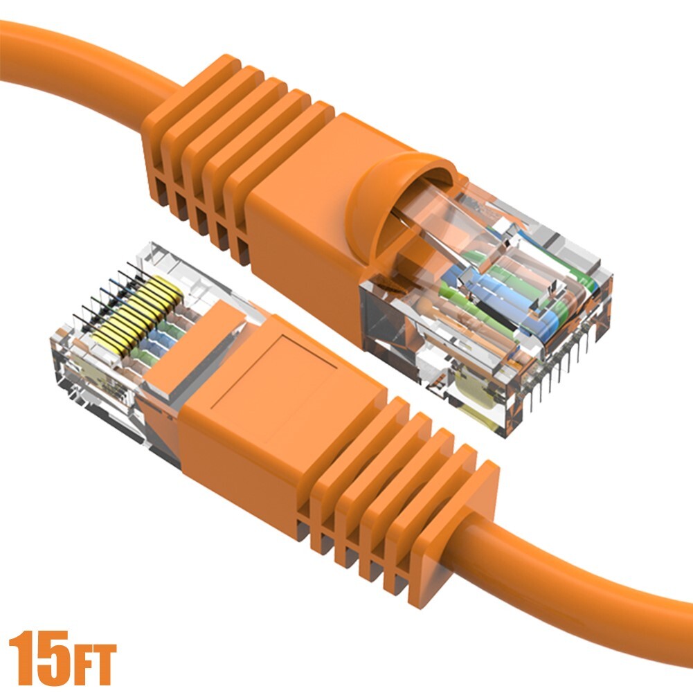 15FT Cat6 RJ45 Ethernet LAN Network UTP Snagless Patch Cable Pure Copper Orange