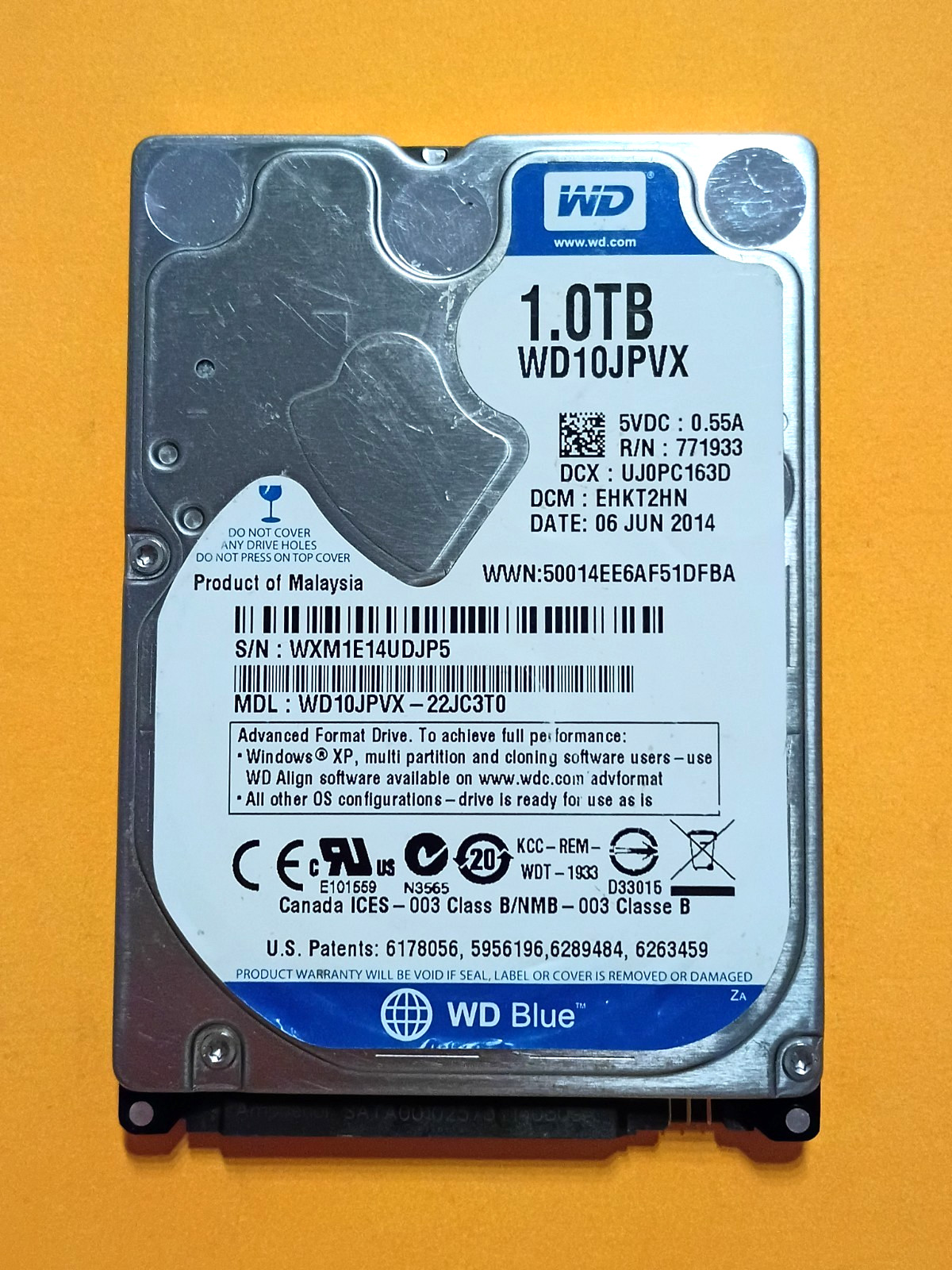 1TB 1000GB WD WD10JPVX-22JC3T0 2.5" Hard Drive HDD - [18 Hours] OPEN BOX✅