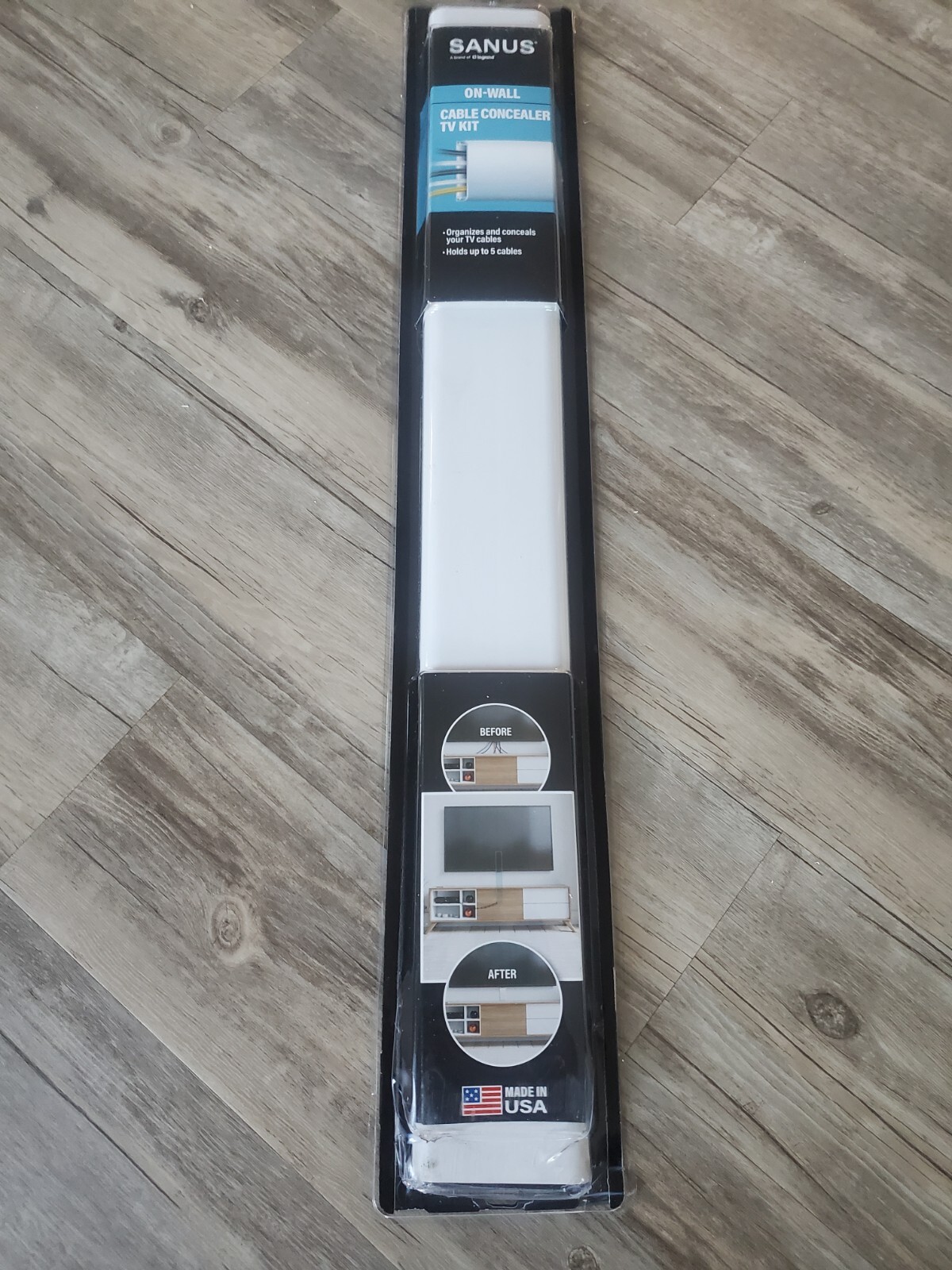 Sanus - On-Wall Cable Concealer Kit for Mounted TVs (Holds Up to 5 Cables)