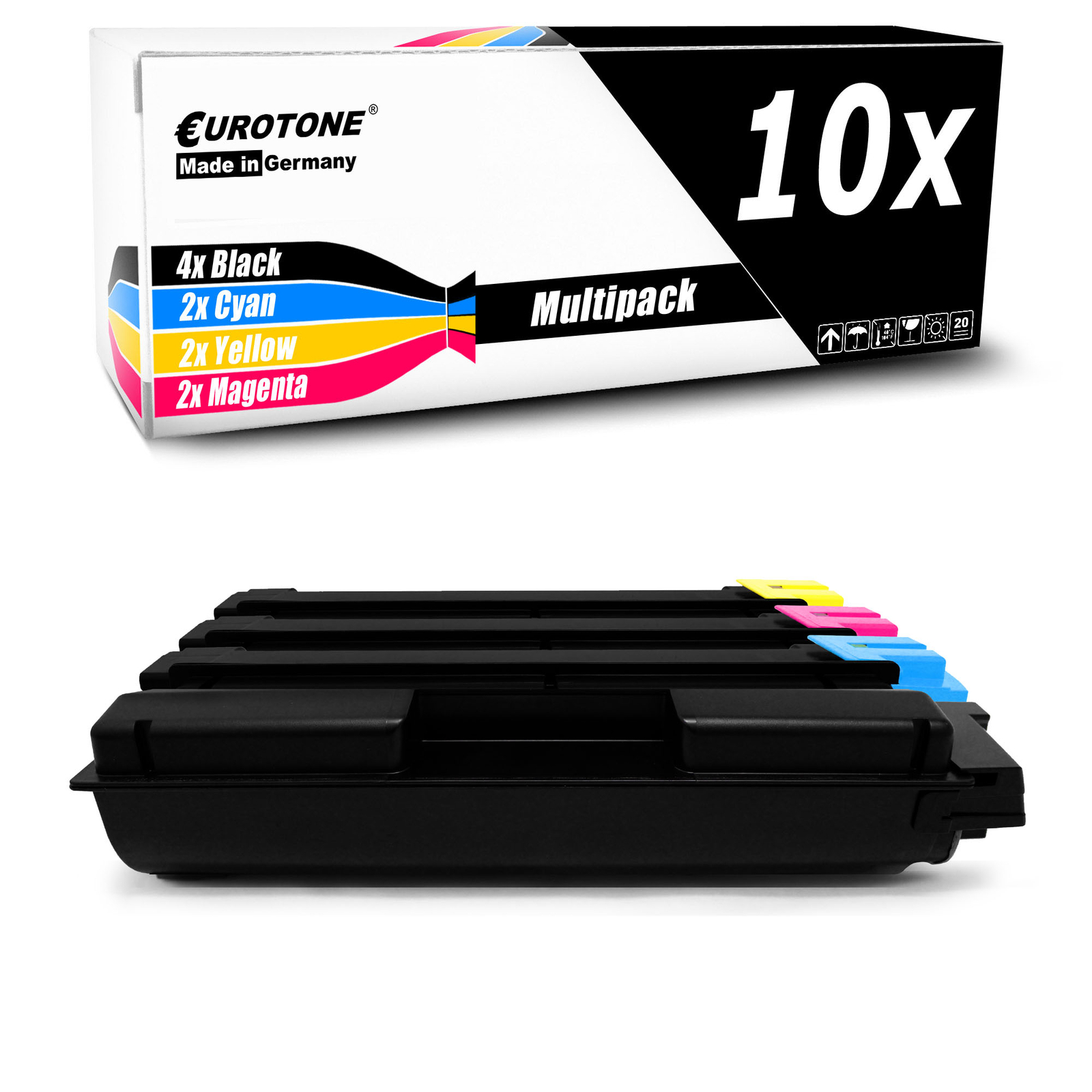 10x Eurotone Cartridge replaces Kyocera TK 580 C K M Y