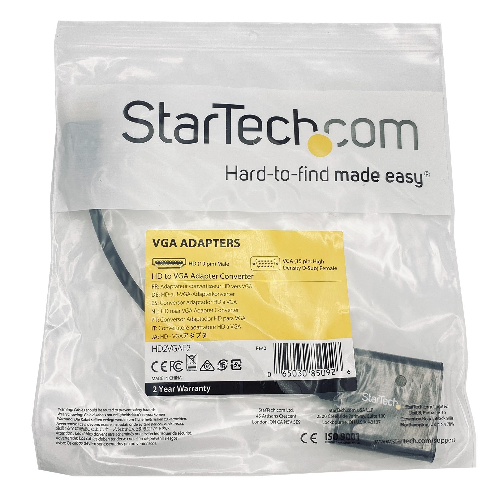 NEW Genuine StarTech HD2VGAE2 HDMI to VGA Converter - Original Adapter Cable