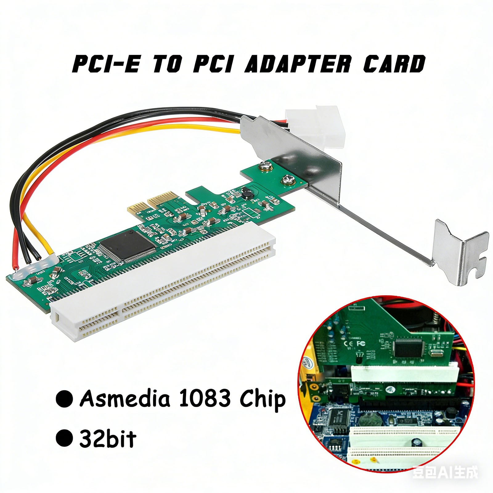 PCI-e PCI Express to PCI Adapter Card Riser Extender 32bit Asmedia 1083 Chip