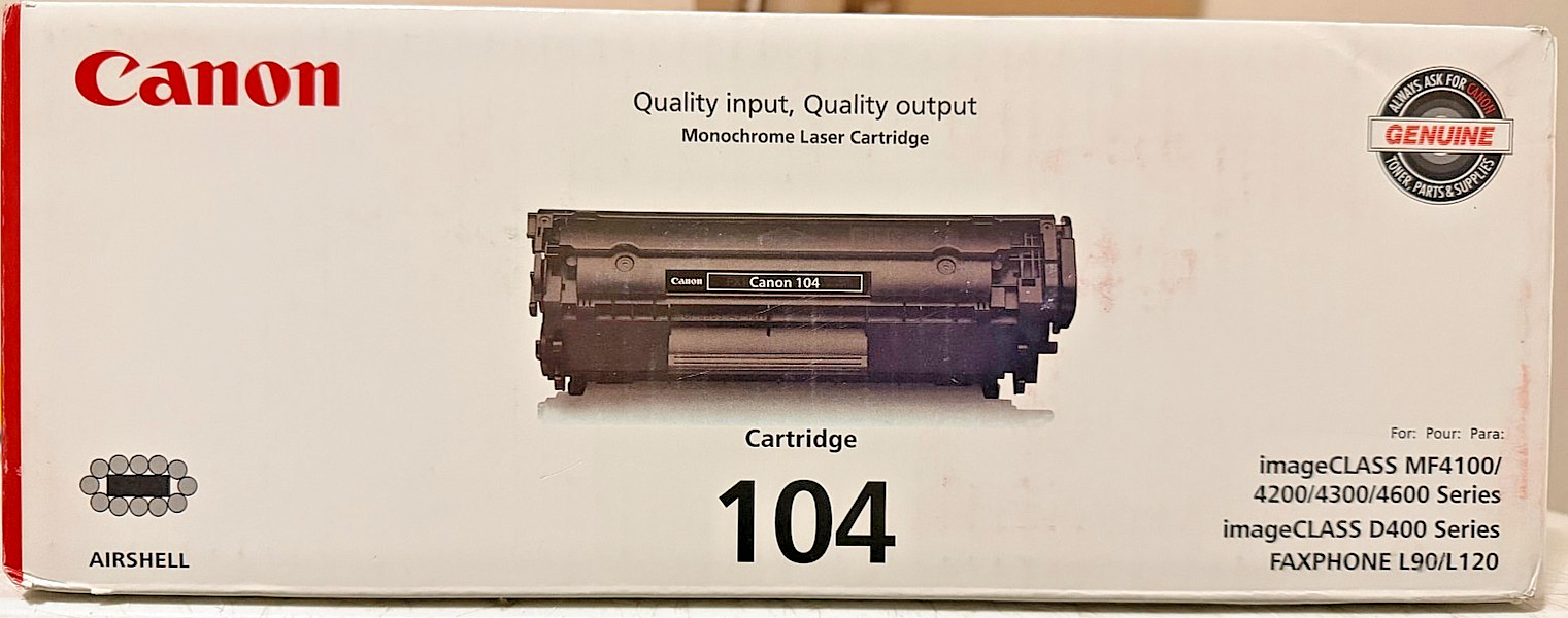 Canon 104 - Black Toner Cartridge (0263B001) New Sealed