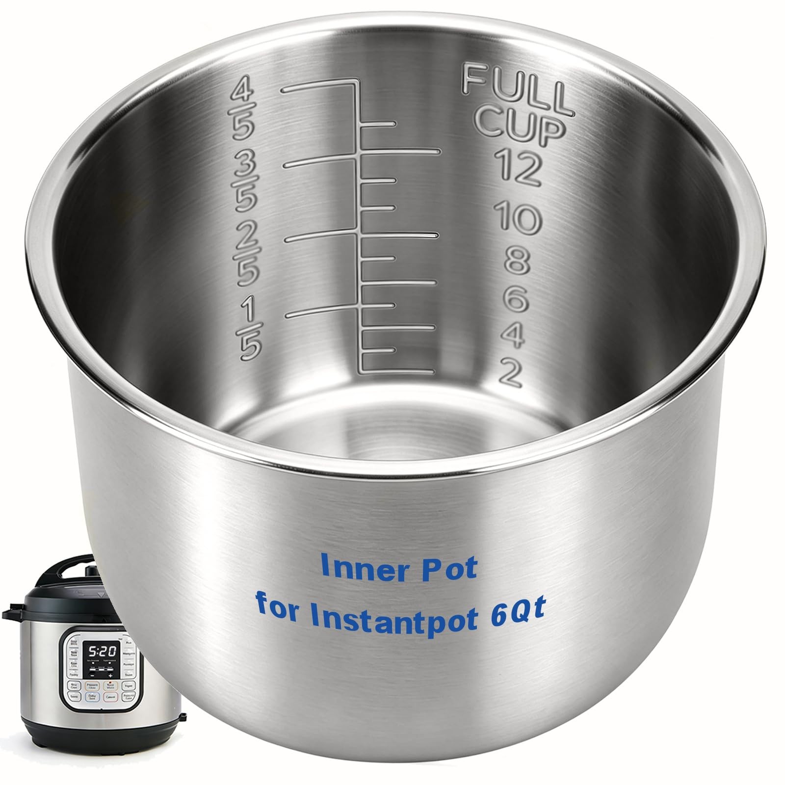 Stainless Steel Inner Pot for Instant Pot 6 Quart 304 (18/8) Food-Grade
