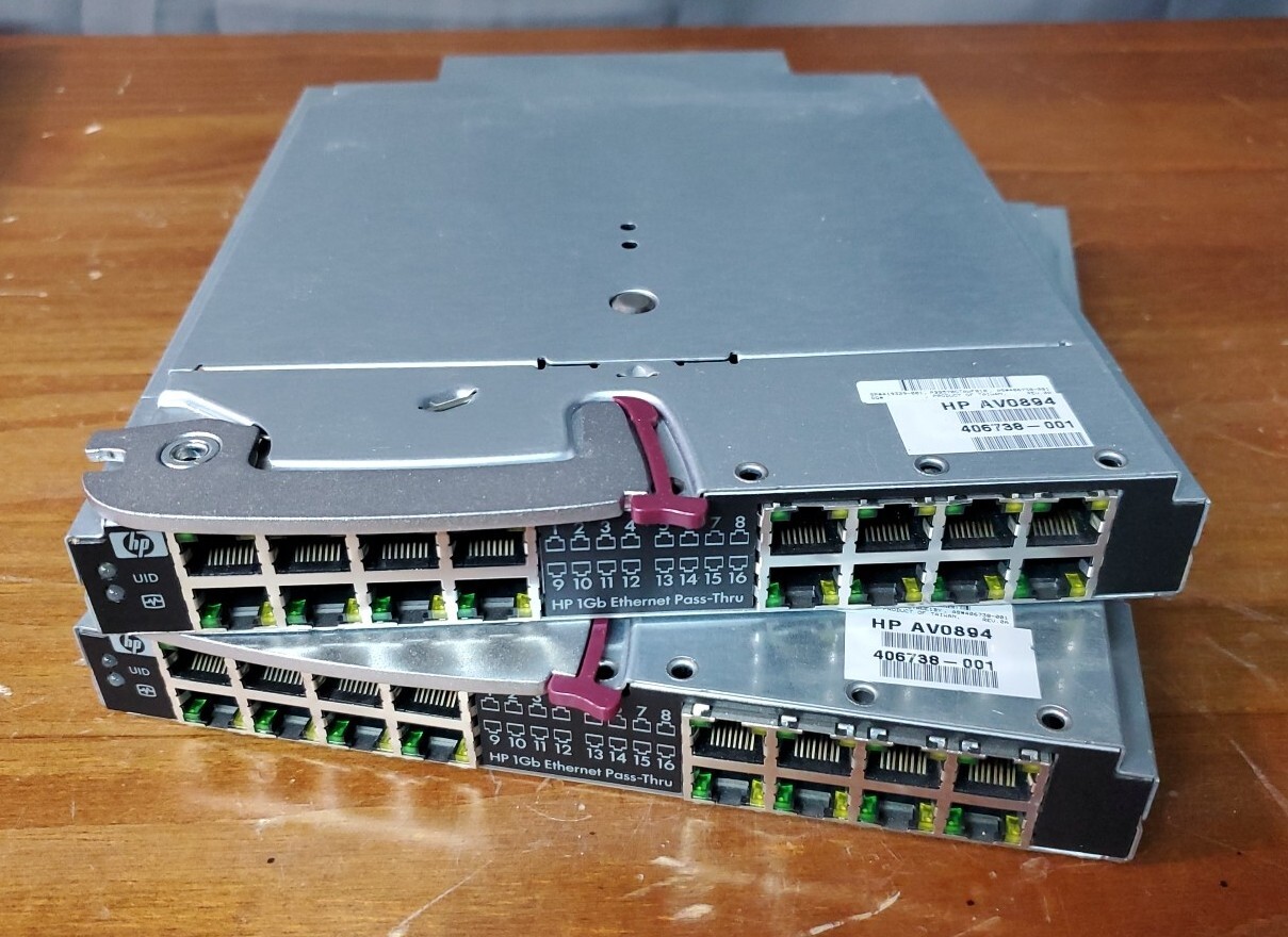 Lot Of 2 Hp 406738-001 Blade C7000 16-Port 1GB Ethernet Pass-Thru Module AV0894